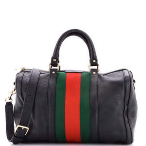 Gucci Medium Vintage Web Boston Bag Leather